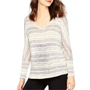 NWT A Pea In The Pod Gray / Cream Striped Maternity V Neck Sweater